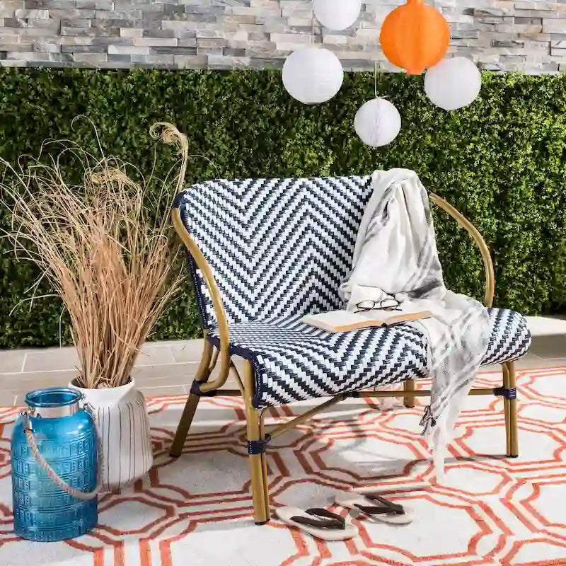 SAFAVIEH Skyla Herringbone Rattan Settee - 38.5  W x 24.5  D x 33.5  H - 39W x 34D x 25H