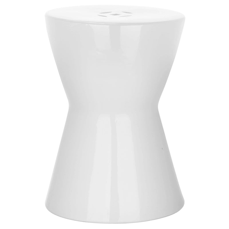 SAFAVIEH Tzoulia White Ceramic Decorative Garden Stool