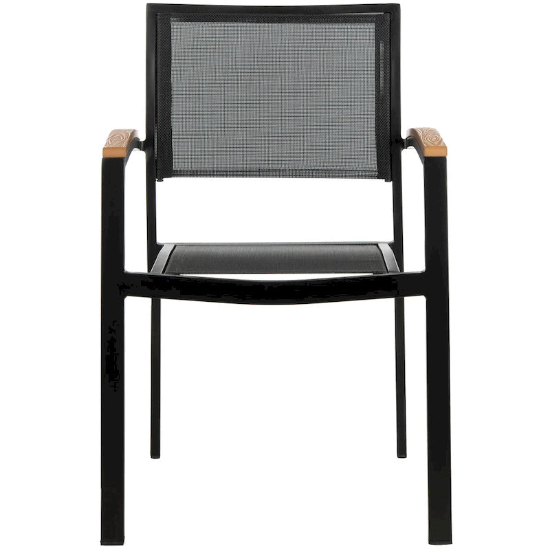 SAFAVIEH Outdoor Alexys Chair - Black / Brown (Set of 2) - 22Wx21Dx33H