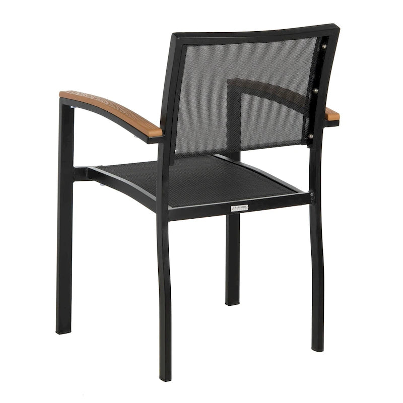 SAFAVIEH Outdoor Alexys Chair - Black / Brown (Set of 2) - 22Wx21Dx33H