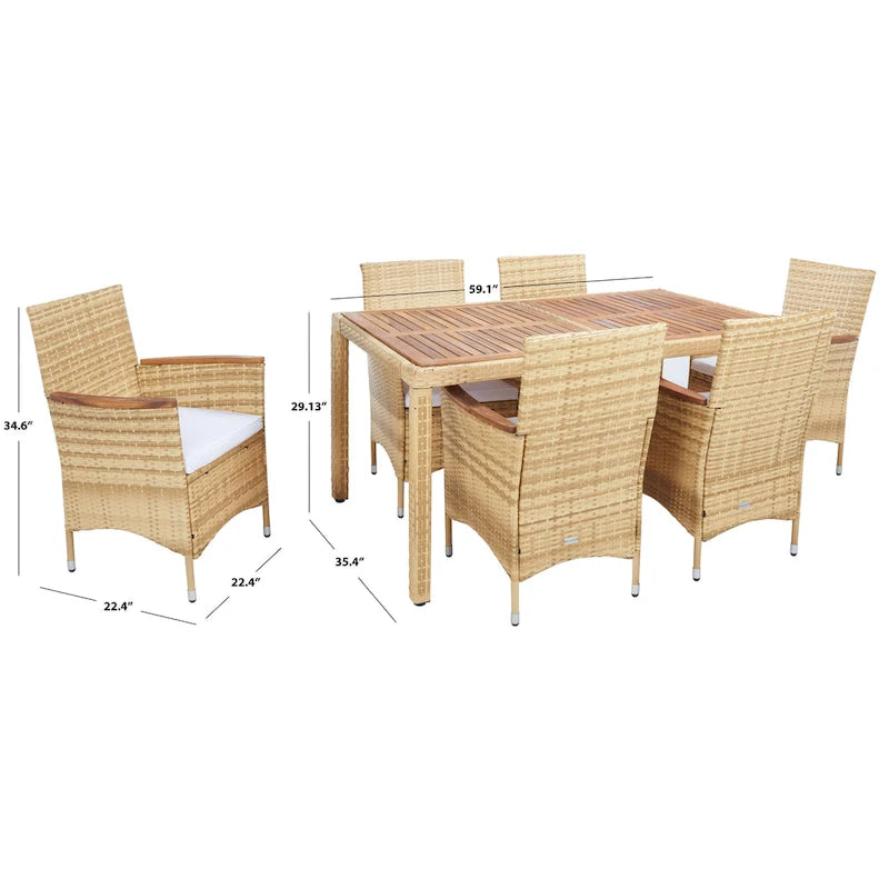 SAFAVIEH Outdoor Agne Dining Set - 59Wx35Dx29H