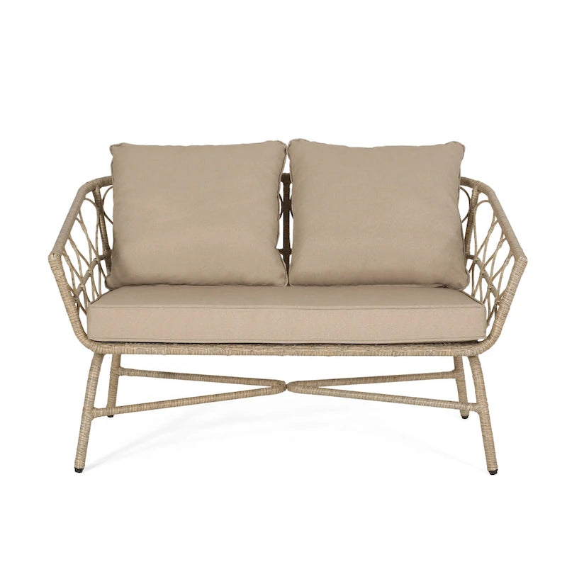 Bruce Outdoor Outdoor Wicker Loveseat with Cushions by Christopher Knight Home