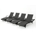 Salem Outdoor Wicker Adjustable Chaise Lounges w/ Arms (Set of 4) by Christopher Knight Home
