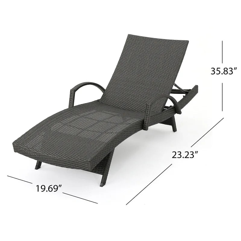 Salem Outdoor Wicker Adjustable Chaise Lounges w/ Arms (Set of 4) by Christopher Knight Home