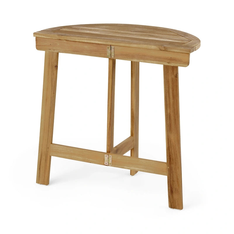 Westmount Outdoor 2 Seater Half-Round Folding Acacia Wood Bistro Table Set by Christopher Knight Home