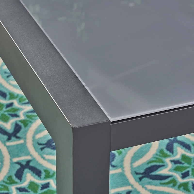Rowan Outdoor Tempered Glass Dining Table with Aluminum Frame by Christopher Knight Home - 70.00 L x 35.43 W x 29.25 H