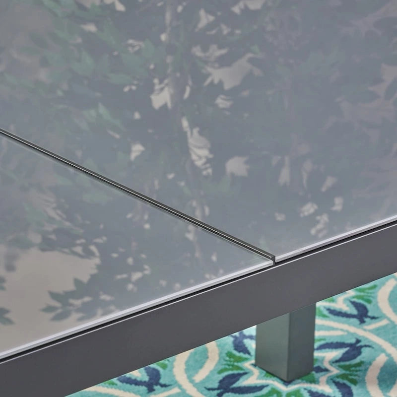 Rowan Outdoor Tempered Glass Dining Table with Aluminum Frame by Christopher Knight Home - 70.00 L x 35.43 W x 29.25 H