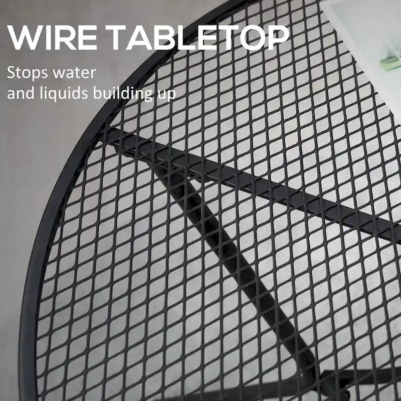 Outsunny 35  Round Patio Dining Table Steel Outside Table with Mesh Tabletop for Garden Backyard Poolside - 35.75  x 28.25 H