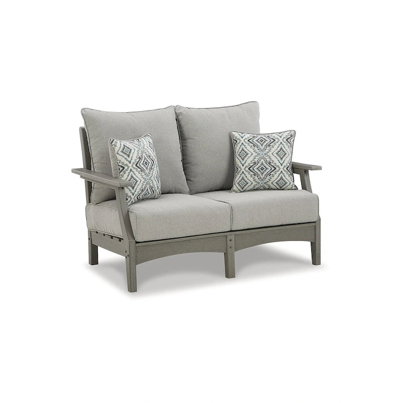 Signature Design by Ashley Visola Gray 4-Piece Outdoor Loveseat Conversation Set - 54 W x 33 D x 37 H