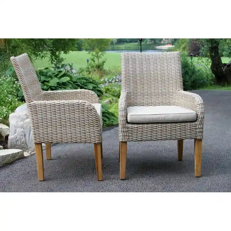 Nadine 7 pc. Teak Dining Set with Ash Wicker Chairs - N/A