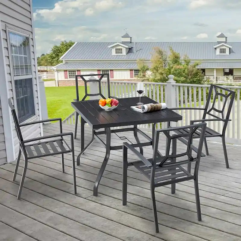 AECOJOY Outdoor Patio Dining Chairs, Stackable Arm Chairs(Set of 6)