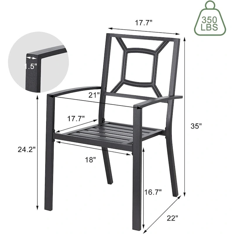 AECOJOY Outdoor Patio Dining Chairs, Stackable Arm Chairs(Set of 6)