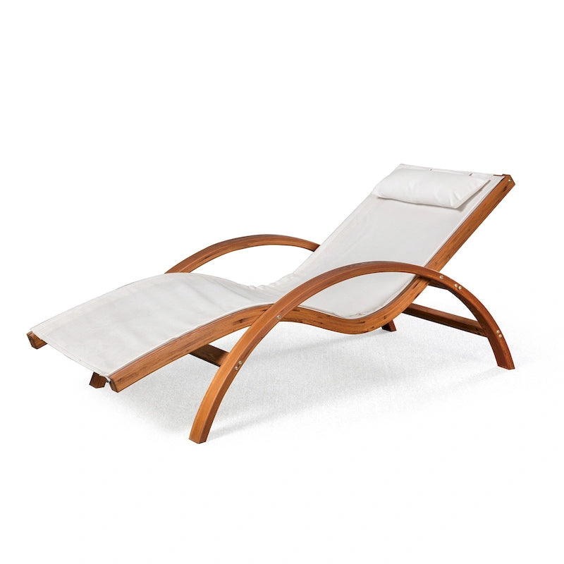 Island Retreat Bentwood Breeze Luxury Lounger With Wood Frame - Champagne