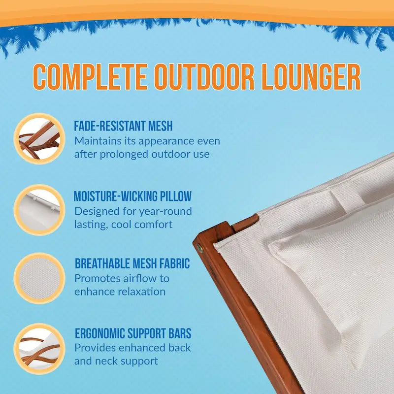 Island Retreat Bentwood Breeze Luxury Lounger With Wood Frame - Champagne