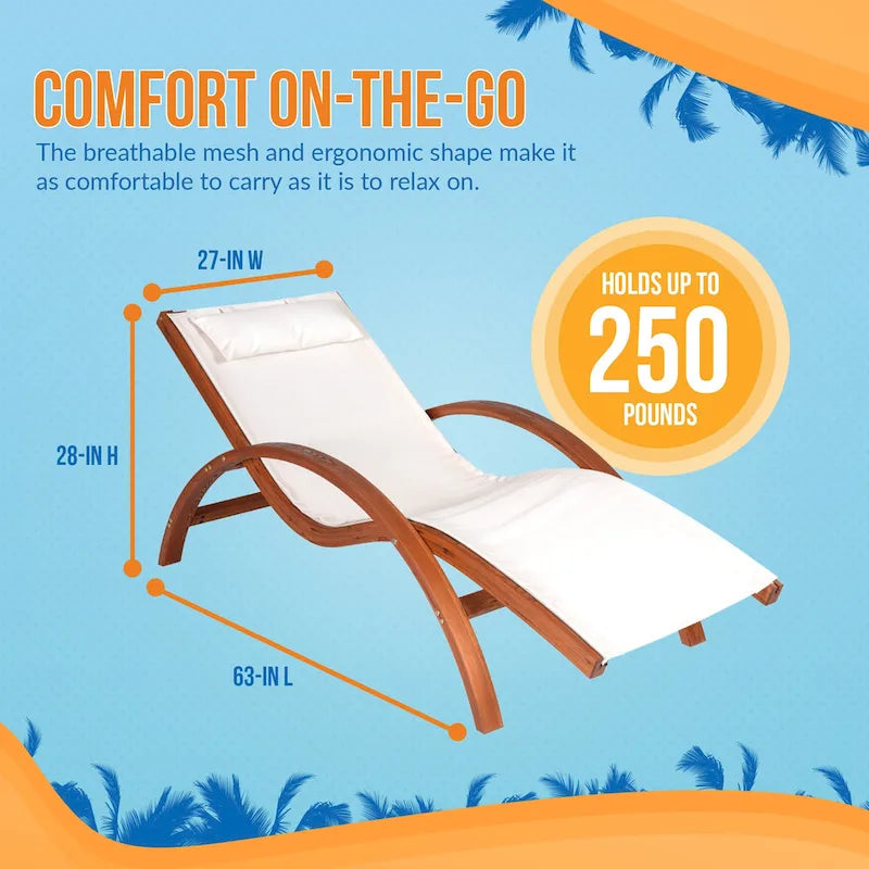 Island Retreat Bentwood Breeze Luxury Lounger With Wood Frame - Champagne