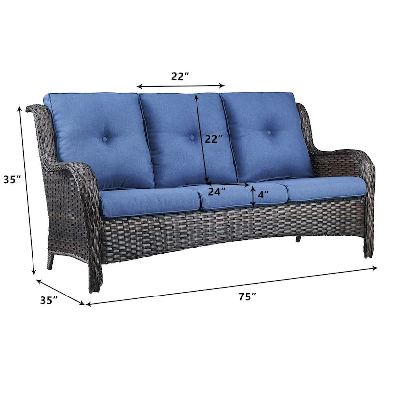 Gymojoy Outdoor Wicker 3 Seater Sofa Furniture Outdoor Sofa
