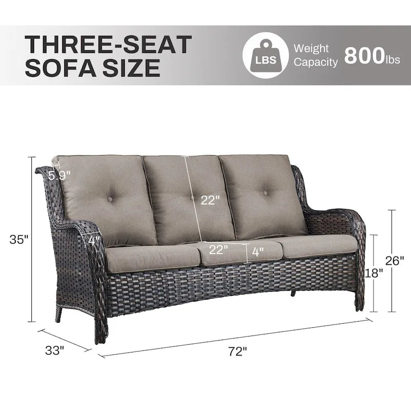 Gymojoy Outdoor Wicker 3 Seater Sofa Furniture Outdoor Sofa
