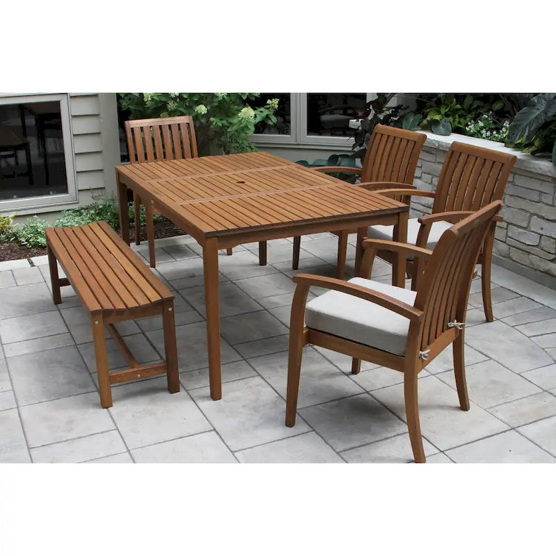Eilaf 6 pc. Eucalyptus Dining Set with Deluxe Stacking Chairs