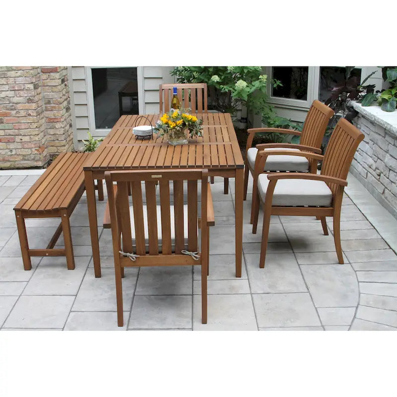 Eilaf 6 pc. Eucalyptus Dining Set with Deluxe Stacking Chairs