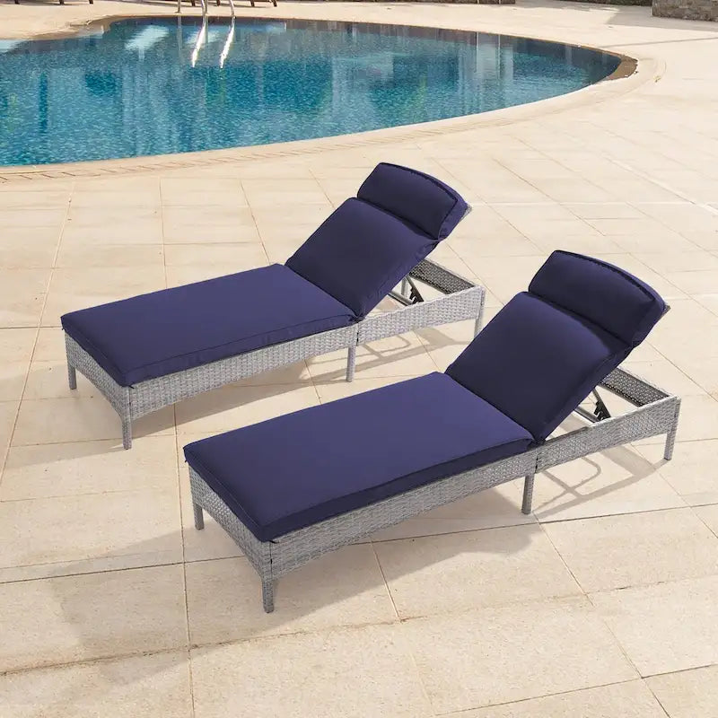 LIVOOSUN 2Pcs Patio Chair Rattan Single Lounge Water-Repellent Cushion