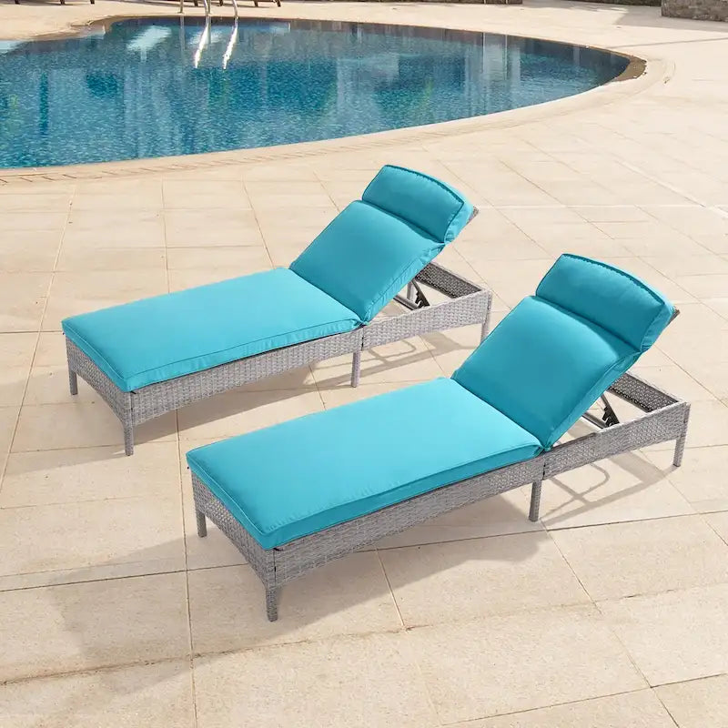 LIVOOSUN 2Pcs Patio Chair Rattan Single Lounge Water-Repellent Cushion