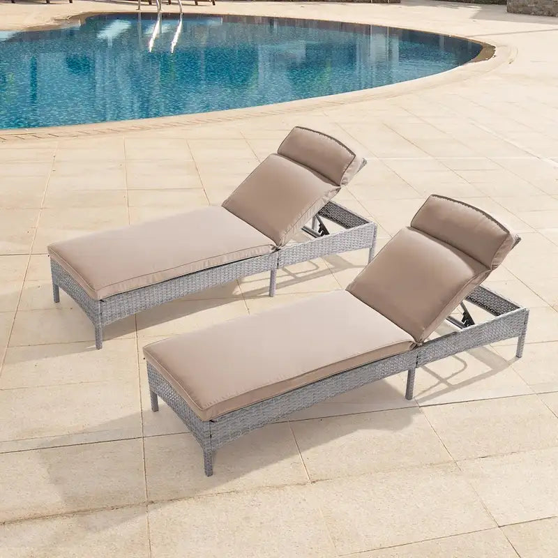 LIVOOSUN 2Pcs Patio Chair Rattan Single Lounge Water-Repellent Cushion