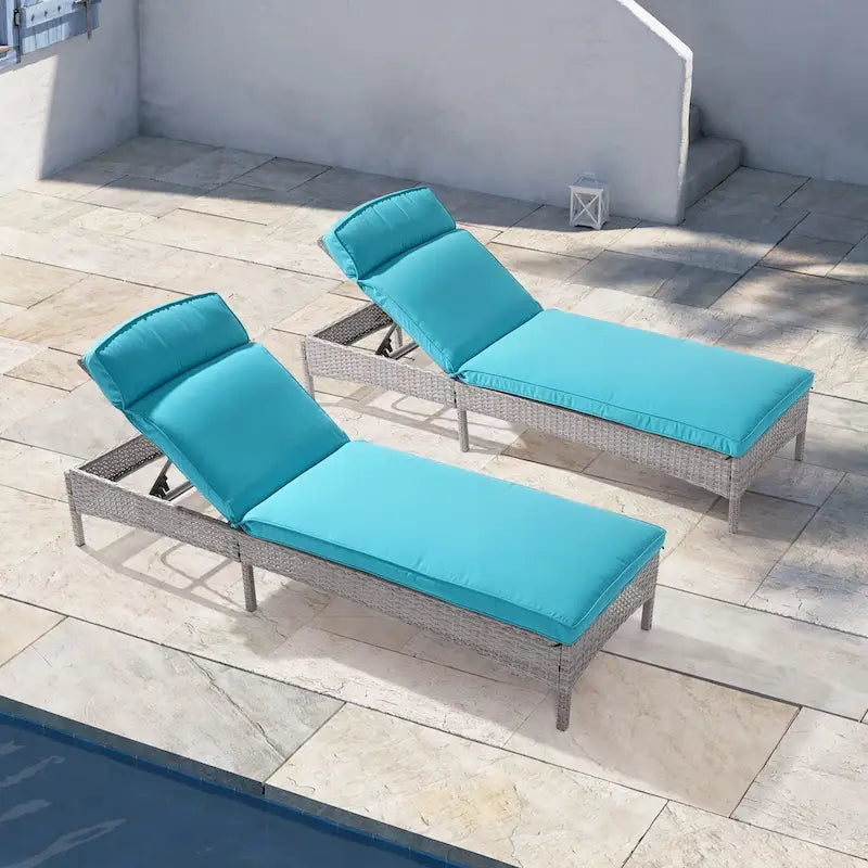 LIVOOSUN 2Pcs Patio Chair Rattan Single Lounge Water-Repellent Cushion