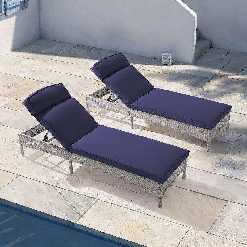 LIVOOSUN 2Pcs Patio Chair Rattan Single Lounge Water-Repellent Cushion