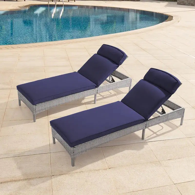 LIVOOSUN 2Pcs Patio Chair Rattan Single Lounge Water-Repellent Cushion