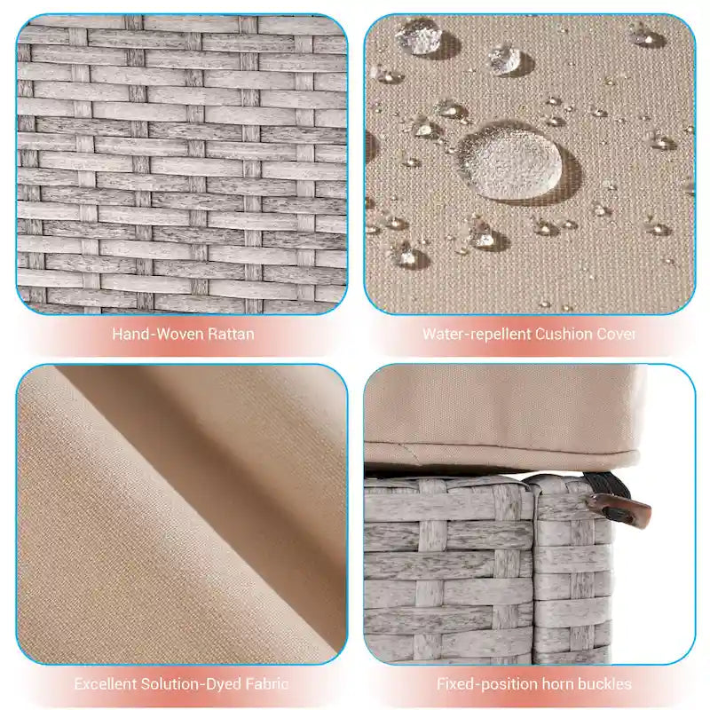 LIVOOSUN 2Pcs Patio Chair Rattan Single Lounge Water-Repellent Cushion