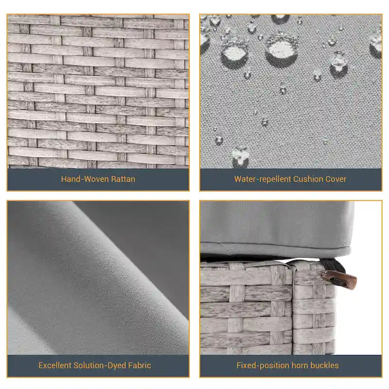 LIVOOSUN 2Pcs Patio Chair Rattan Single Lounge Water-Repellent Cushion