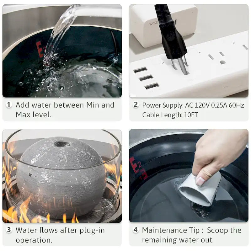 COSIEST Outdoor Patio Wicker Furniture Set w Fire and Water Fountain