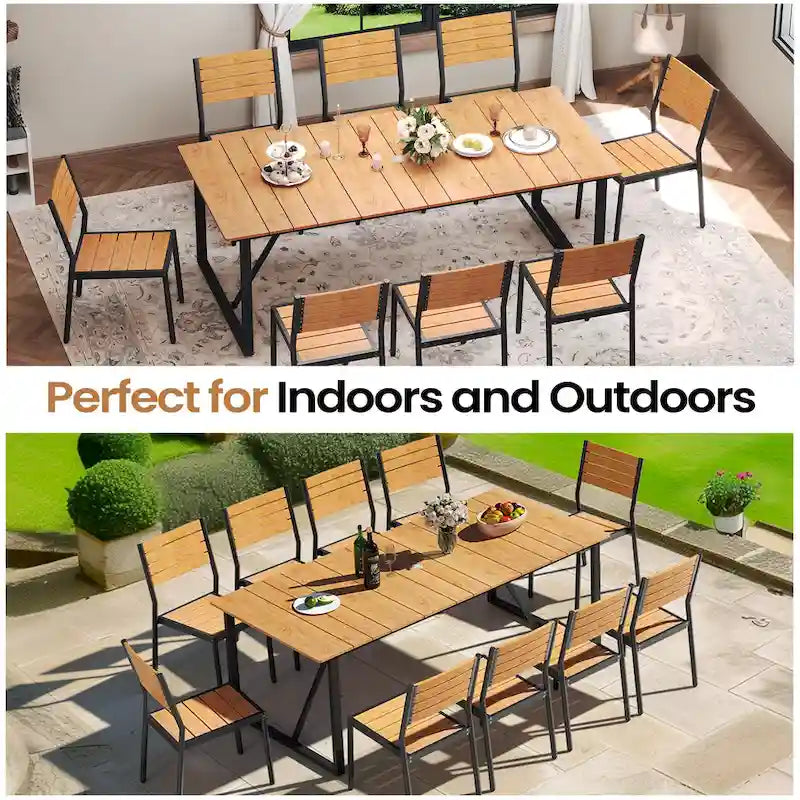 Outdoor Aluminum Patio Dining Table Rectangle with Umbrella Hole - 82.7 in L * 37.8 in W * 28.9 in H