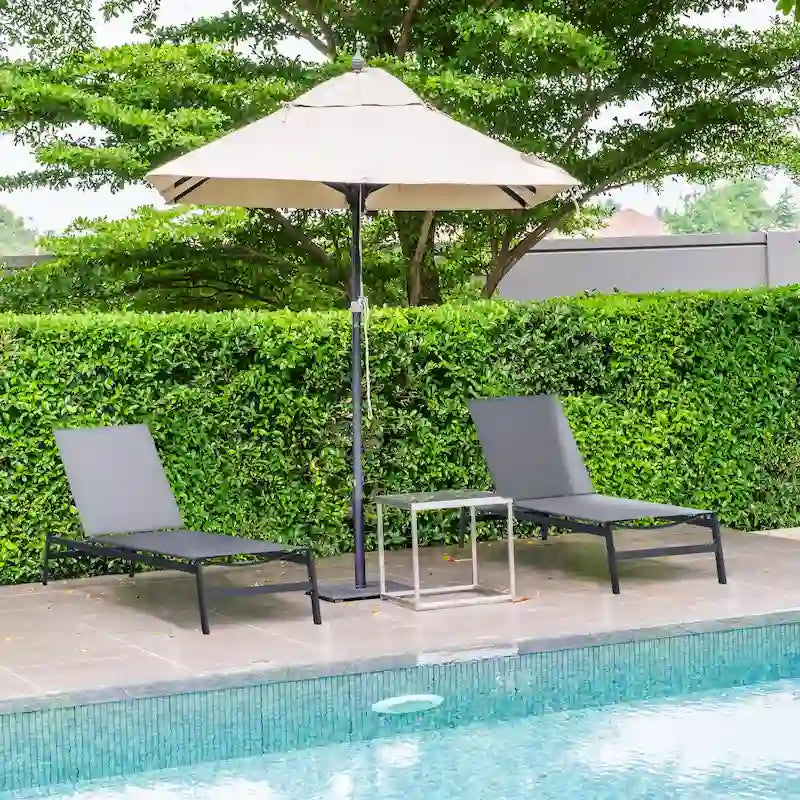 HAPPATIO1-piece Outdoor Patio Chaise Lounge Chair with Breathable Textilene Fabric (Gray)