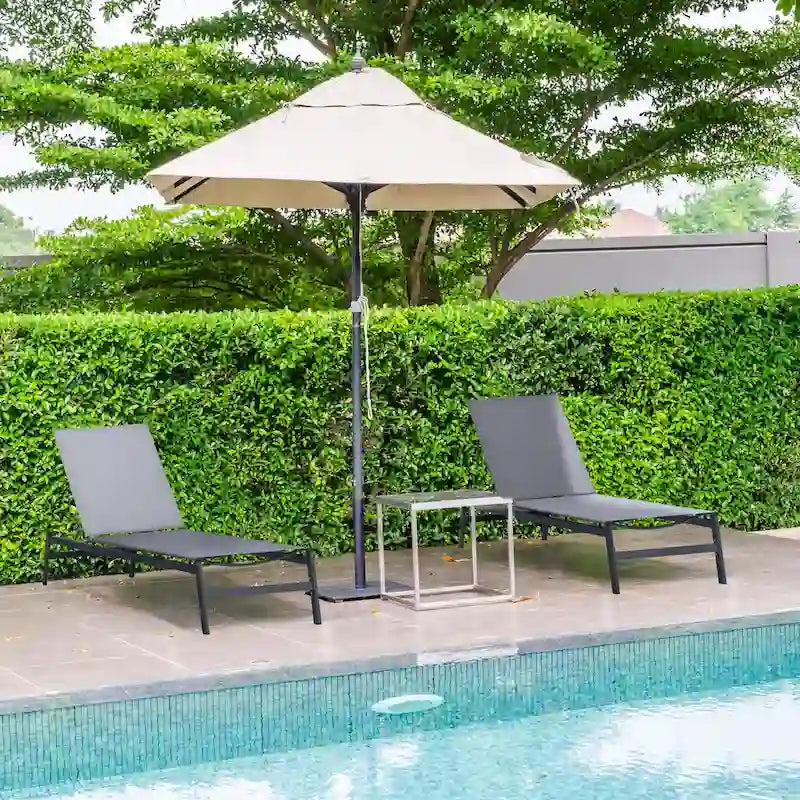 HAPPATIO1-piece Outdoor Patio Chaise Lounge Chair with Breathable Textilene Fabric (Gray)