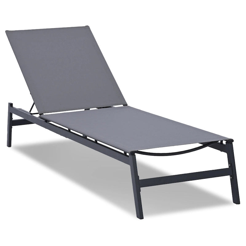 HAPPATIO1-piece Outdoor Patio Chaise Lounge Chair with Breathable Textilene Fabric (Gray)