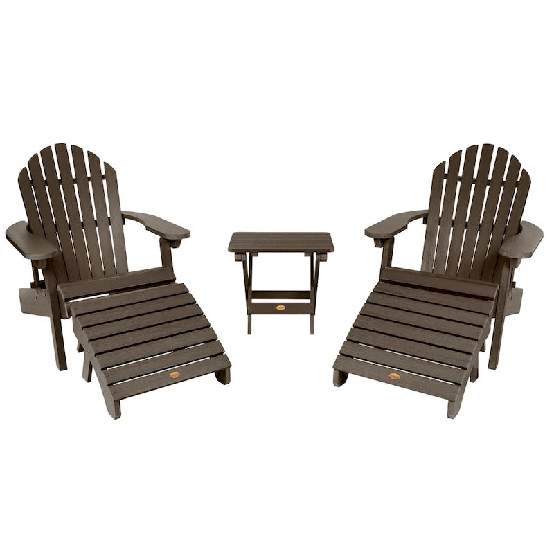 HIGHWOOD Set of Two Reclining and Folding Adirondack Chairs Conversation Set
