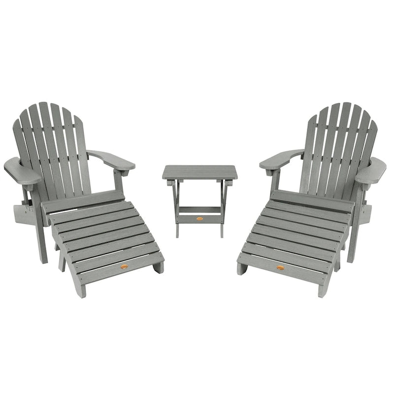HIGHWOOD Set of Two Reclining and Folding Adirondack Chairs Conversation Set