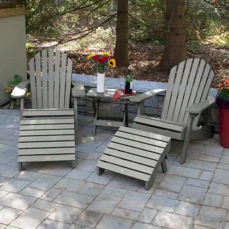 HIGHWOOD Set of Two Reclining and Folding Adirondack Chairs Conversation Set