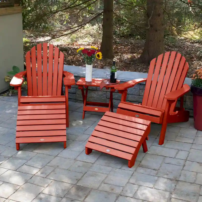 HIGHWOOD Set of Two Reclining and Folding Adirondack Chairs Conversation Set
