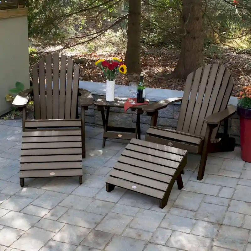 HIGHWOOD Set of Two Reclining and Folding Adirondack Chairs Conversation Set