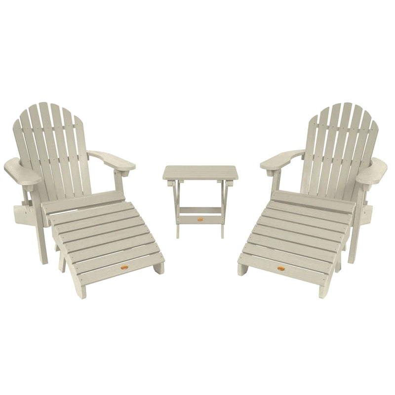 HIGHWOOD Set of Two Reclining and Folding Adirondack Chairs Conversation Set