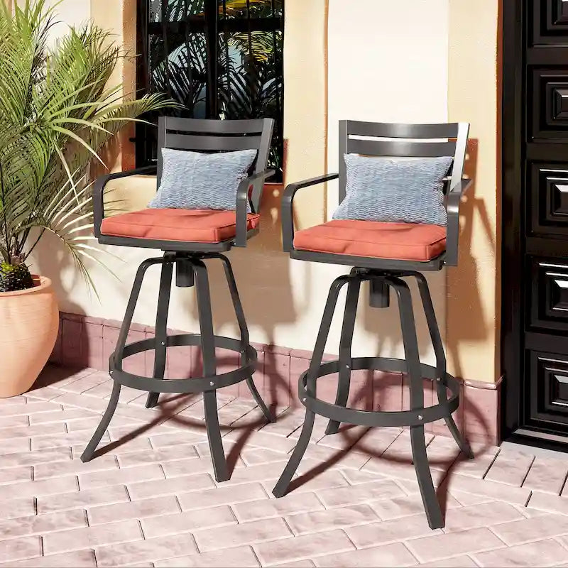 Pellebant Outdoor Patio Swivel Aluminum Bar Stools with Sunbrella Cushion - 18.51  x 45.28