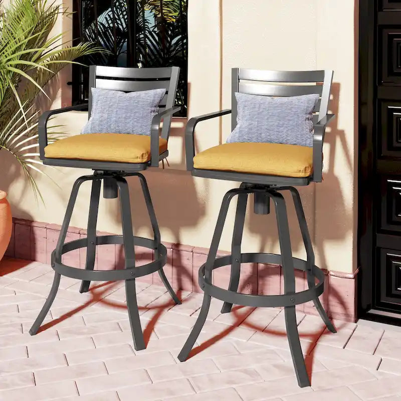 Pellebant Outdoor Patio Swivel Aluminum Bar Stools with Sunbrella Cushion - 18.51  x 45.28