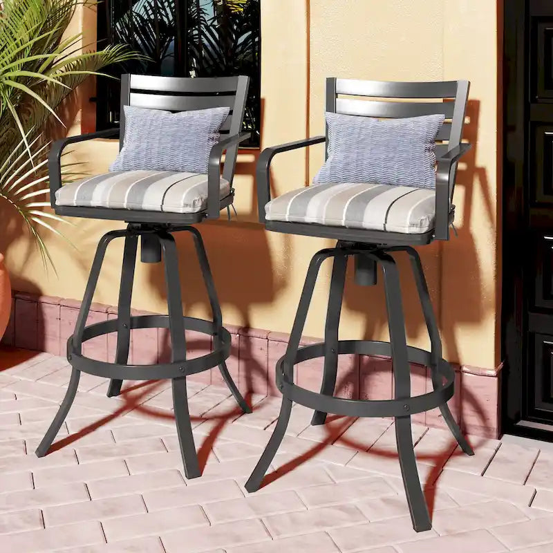 Pellebant Outdoor Patio Swivel Aluminum Bar Stools with Sunbrella Cushion - 18.51  x 45.28 