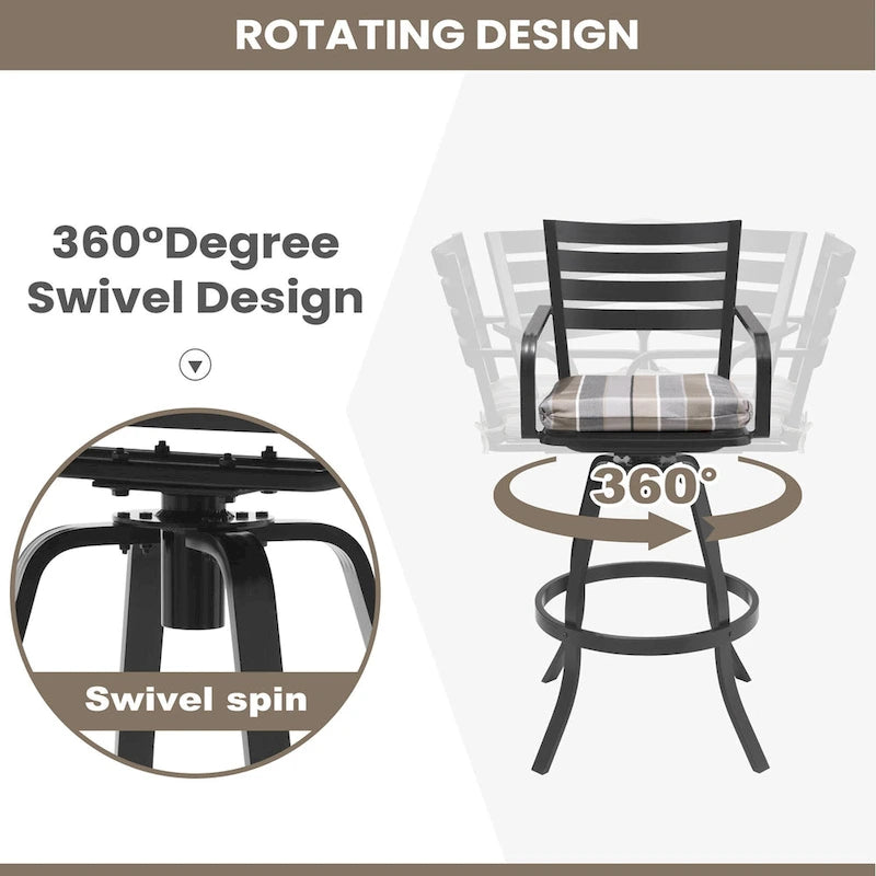 Pellebant Outdoor Patio Swivel Aluminum Bar Stools with Sunbrella Cushion - 18.51  x 45.28