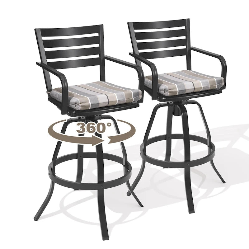 Pellebant Outdoor Patio Swivel Aluminum Bar Stools with Sunbrella Cushion - 18.51  x 45.28