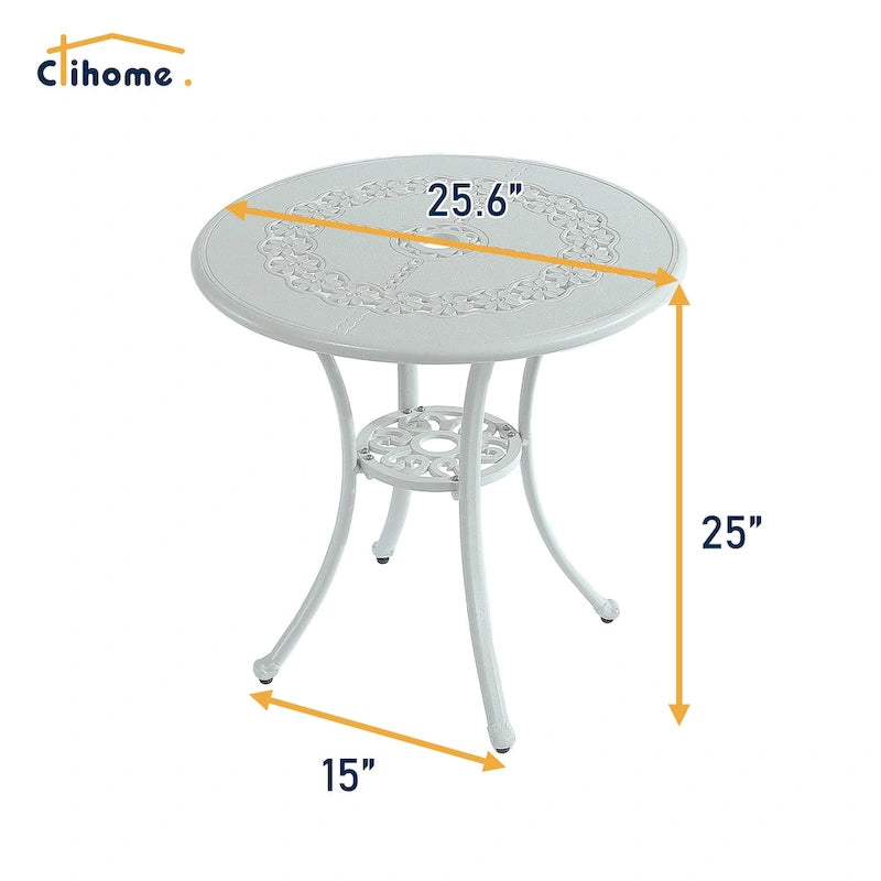 Clihome 3-Piece Outdoor Patio Cast Aluminum Bistro Set