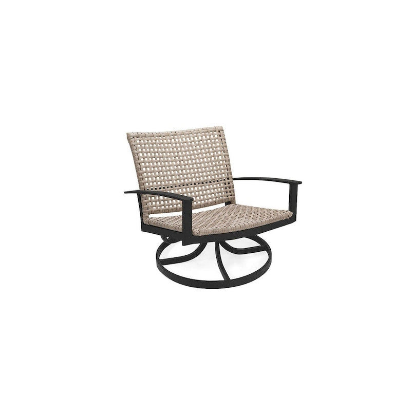 Winston Jasper Textured Pewter with Beechwood Weave Swivel Lounge Chair