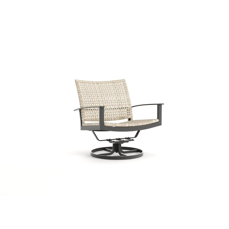 Winston Jasper Textured Pewter with Beechwood Weave Swivel Lounge Chair